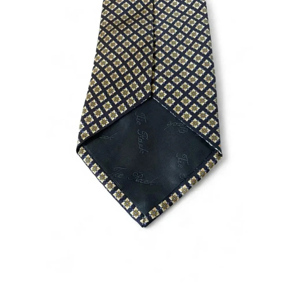 Angelo Bosani Neck Tie Navy Blue Patterned 100% Silk Luxury Minimal - Picture 3 of 7